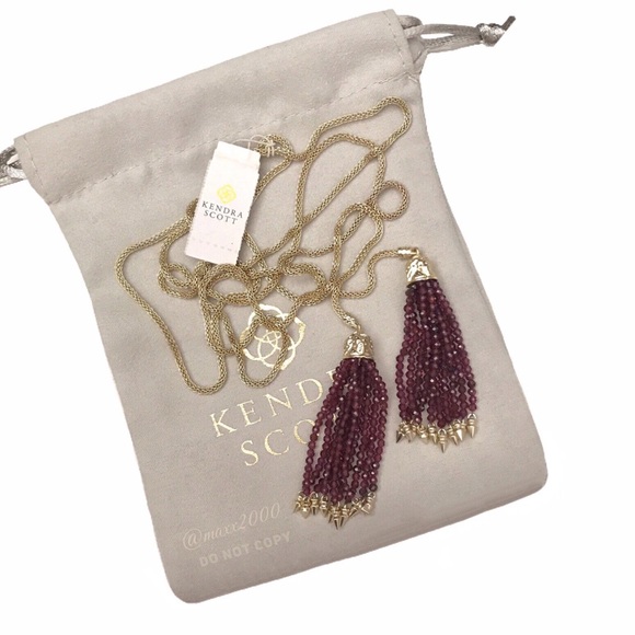 Kendra Scott Annora Lariat Necklace in Red Garnet - Picture 5 of 6